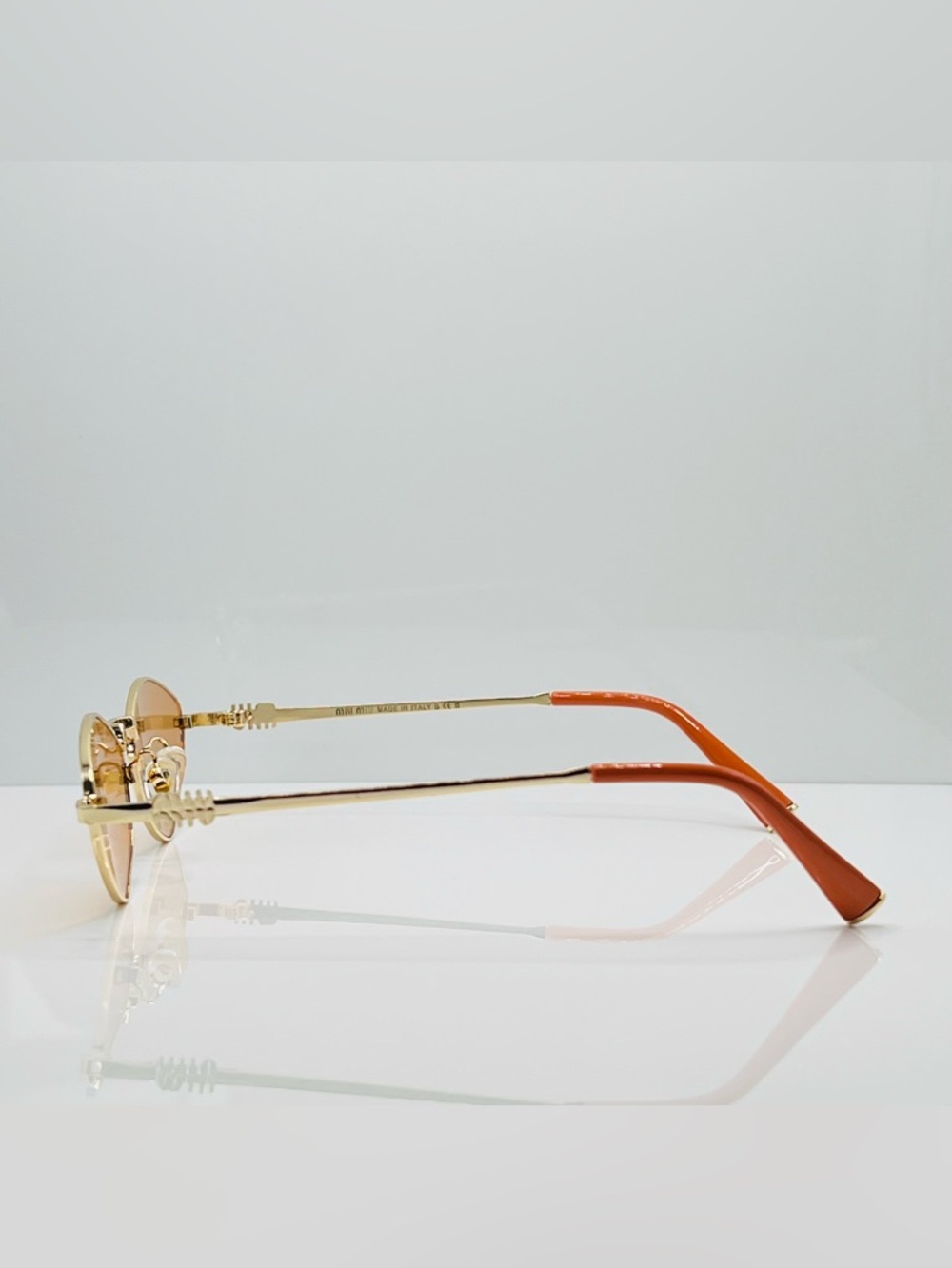 MIU MIU Gold Geometric Honey Tint Sunglasses - Full Set - Picture 5 of 7